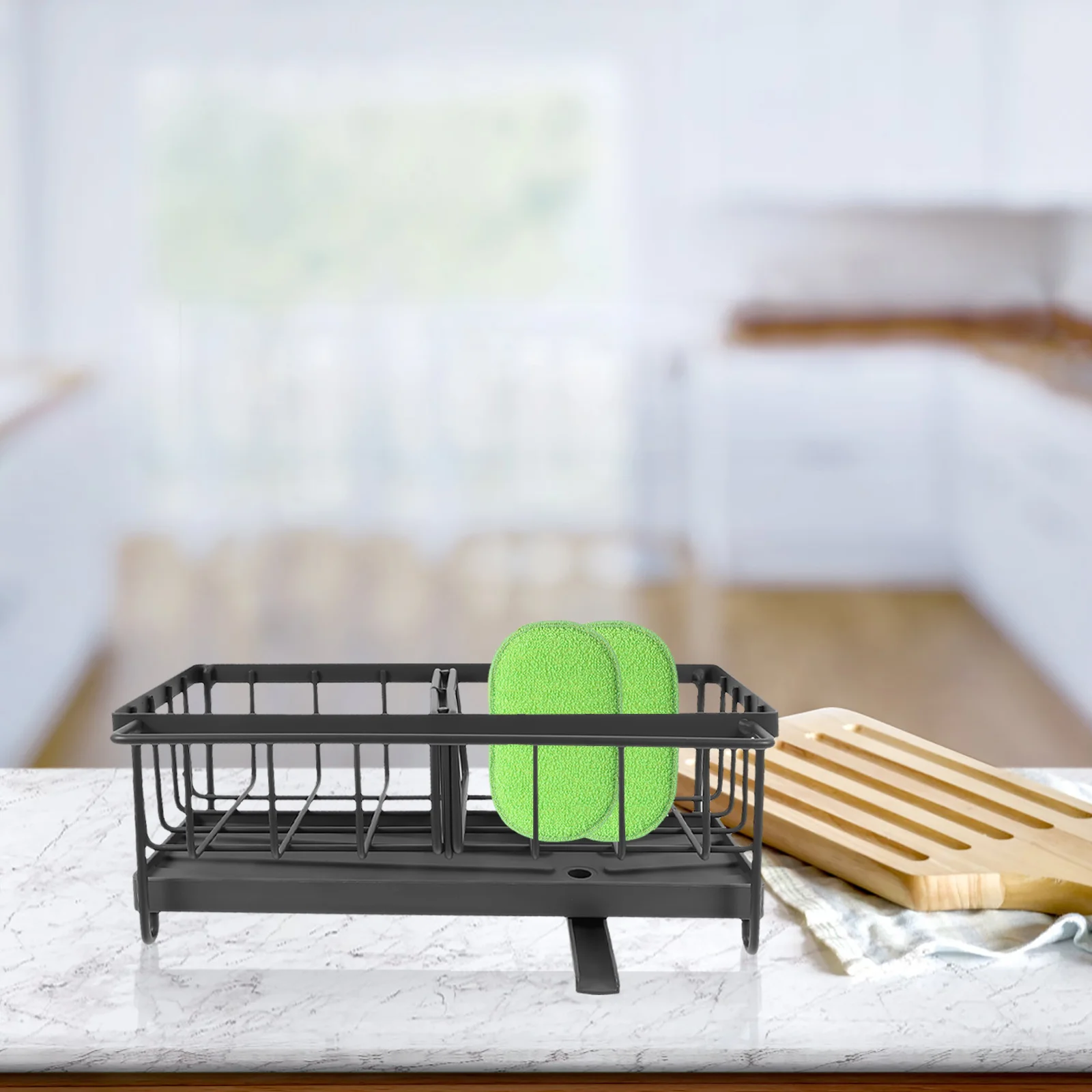 

Kitchen Sink Sponge Rack Black Stainless Steel Draining Organizer Sponge Holder Cloth Storage Soap Rack Dish Cloth Organizer