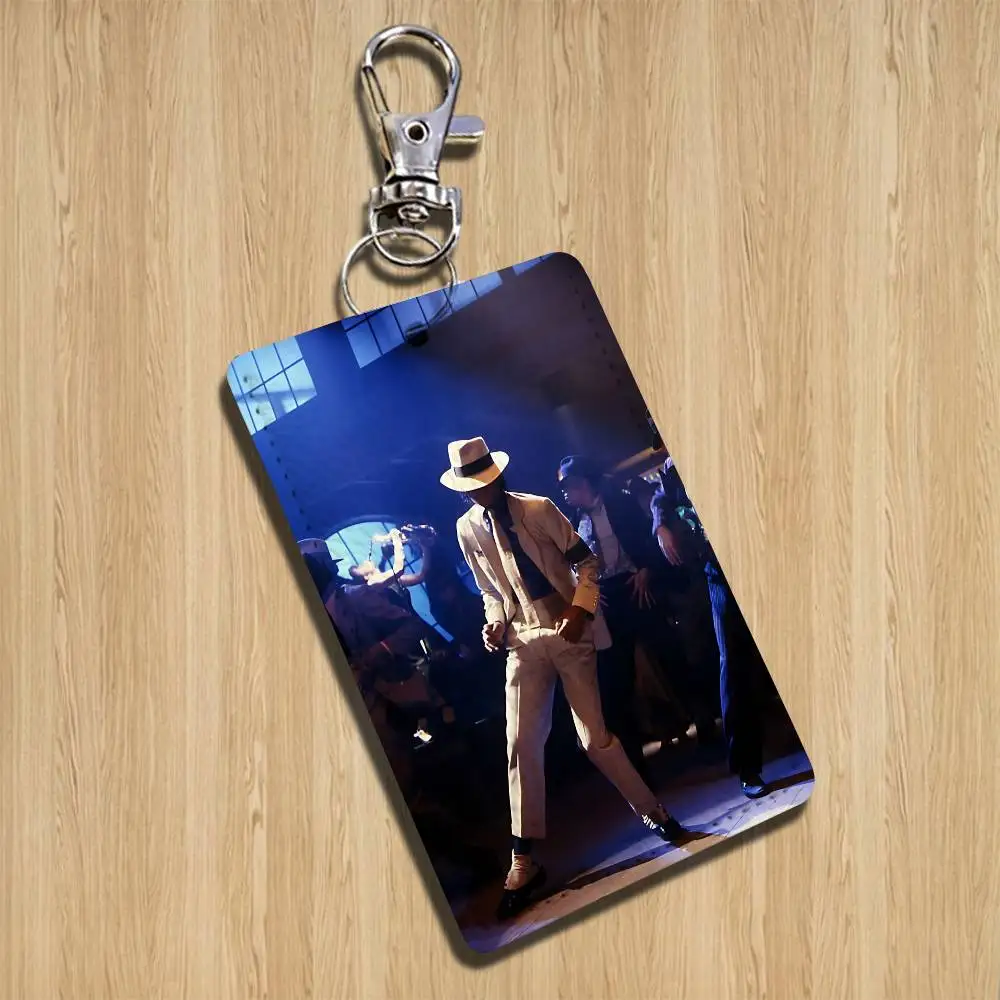 Dance King Michael Jackson MJ Card Holder With Keychain Executive Protection For Bank Credit Subway Bus Case