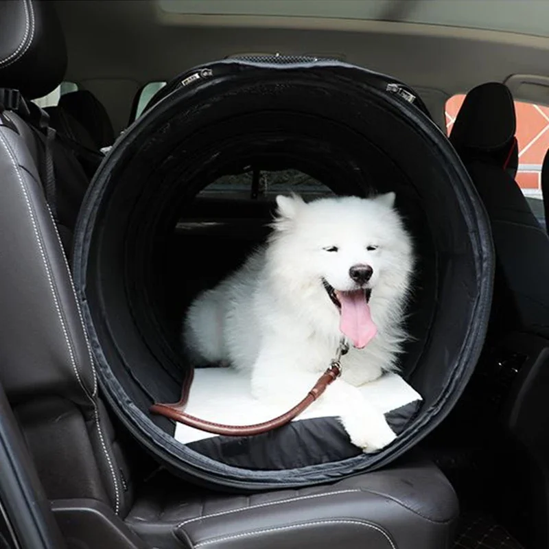 Travel Dog-kennel Cylindrical Rear Seat Car Dog Seat Anti Dirt and Anti Urine Dog Transport Cage Convenient Folding Pet Carry