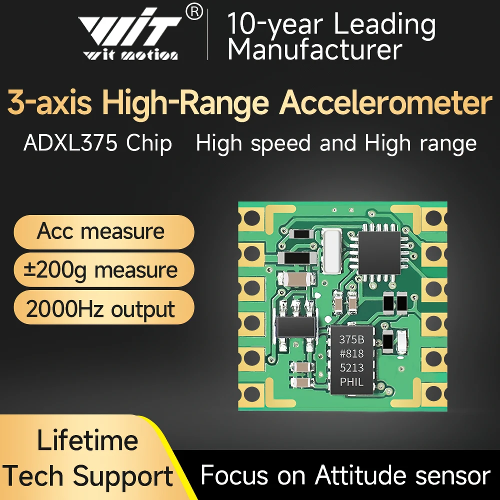 WITMOTION ADXL375/ADXL357ADXL355 Serial Three-axis Accelerometer ±200g，±40g，±8g Sensor Module