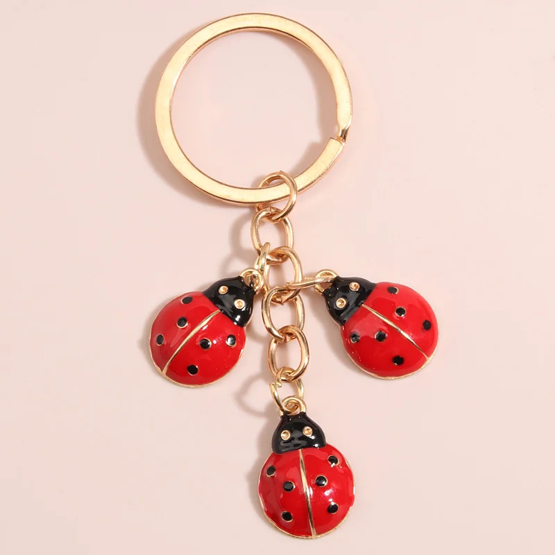 Lovely Ladybird Keychain 2 Colors Lady beetle Key Ring Insect Key Chains Animal Gift For Women Men Car Keys DIY Handmade Jewelry