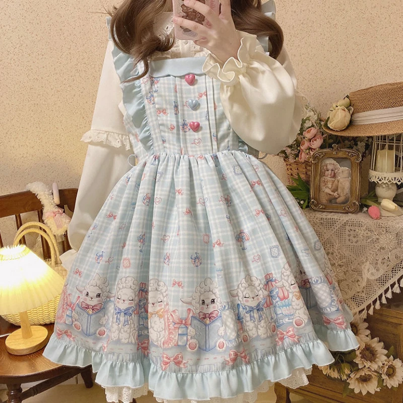 Japanese Kawaii Girl Sweet Cute Lolita Shirt Y2k Aesthetic Cartoon Embroidery Blouse Tops Women JK Loose Button Blusas Femme