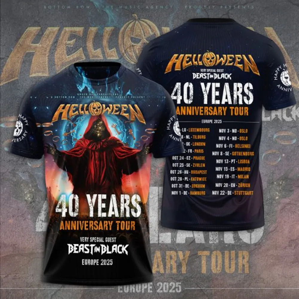 2025 Hot classique Rock Halloween 3D imprimé hommes femmes Hip hop tendance à manches courtes T-shirt rue ample décontracté surdimensionné Y2k haut