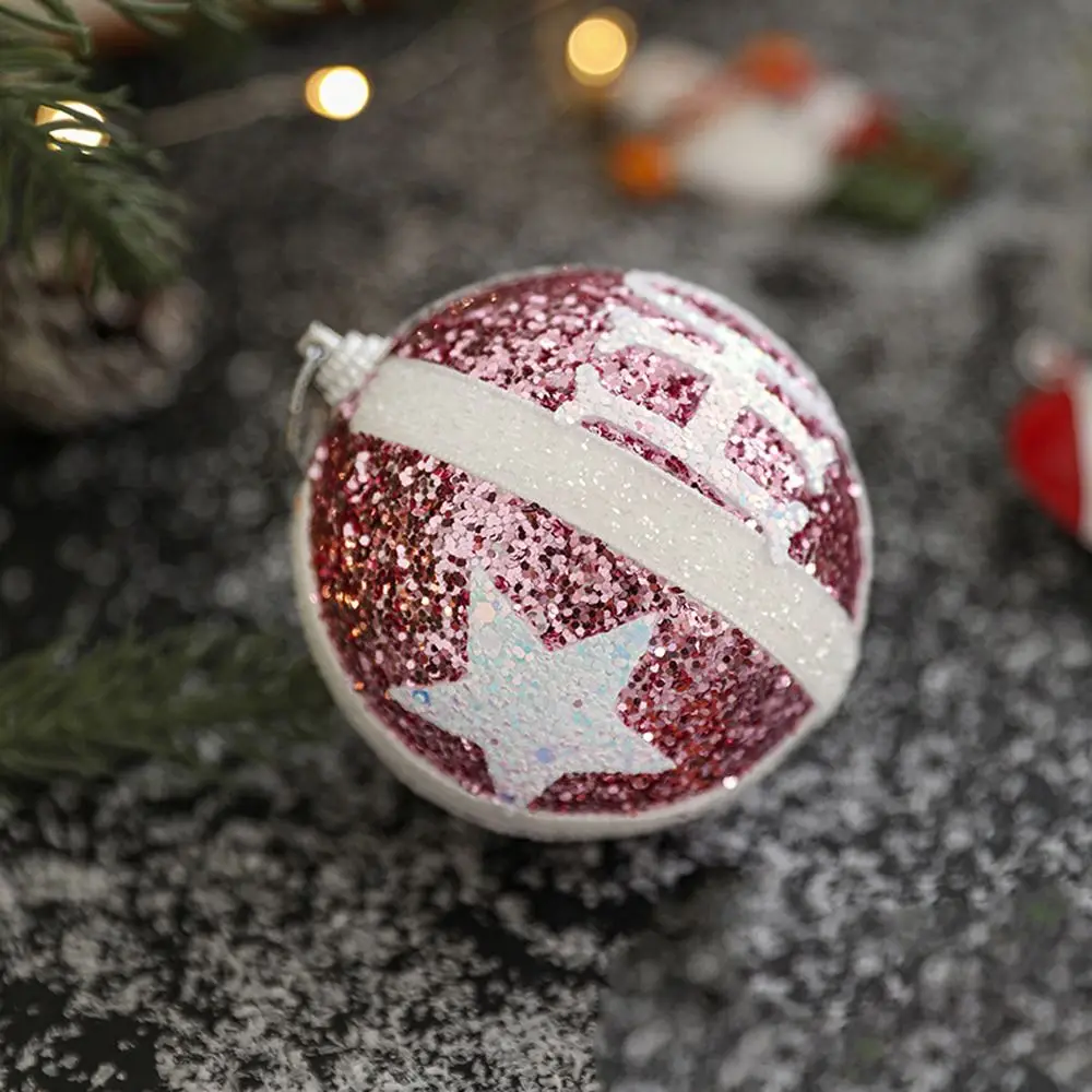 8cm Christmas Foam Balls Pendant Colorful DIY Sequins Christmas Ball Pendant Cartoon Elegant Merry Christmas Tree Decor