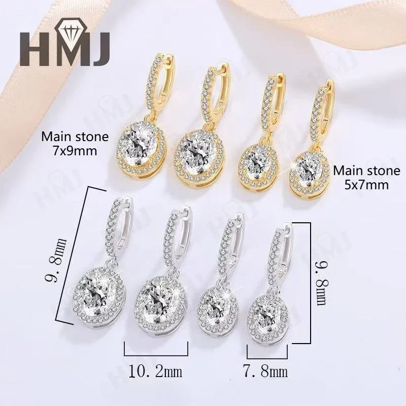 Hängende Creolen mit Moissanit-Diamanten, ovaler Schliff, S925 Sterling Silber, edler Schmuck für Damen, Geschenke, Pendientes, Vintage-Charms – Detail 3