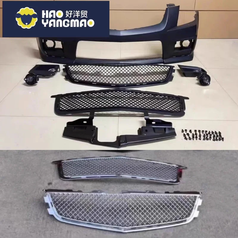 Suitable for Front Bumper Black Grille Chrome Radiator Grill for Cadillac CTS 2008-2013 Modified to CTSV Style PP Material Body
