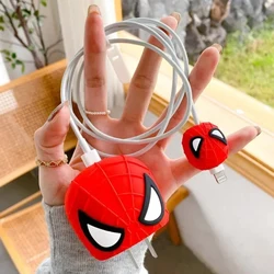 Disney-figuras de Anime, Mickey, Minnie, Spiderman, Alien, Mike, IPhone 13, 5, 18, 20W, funda protectora de PVC para la cabeza del cargador, regalos de cumpleaños