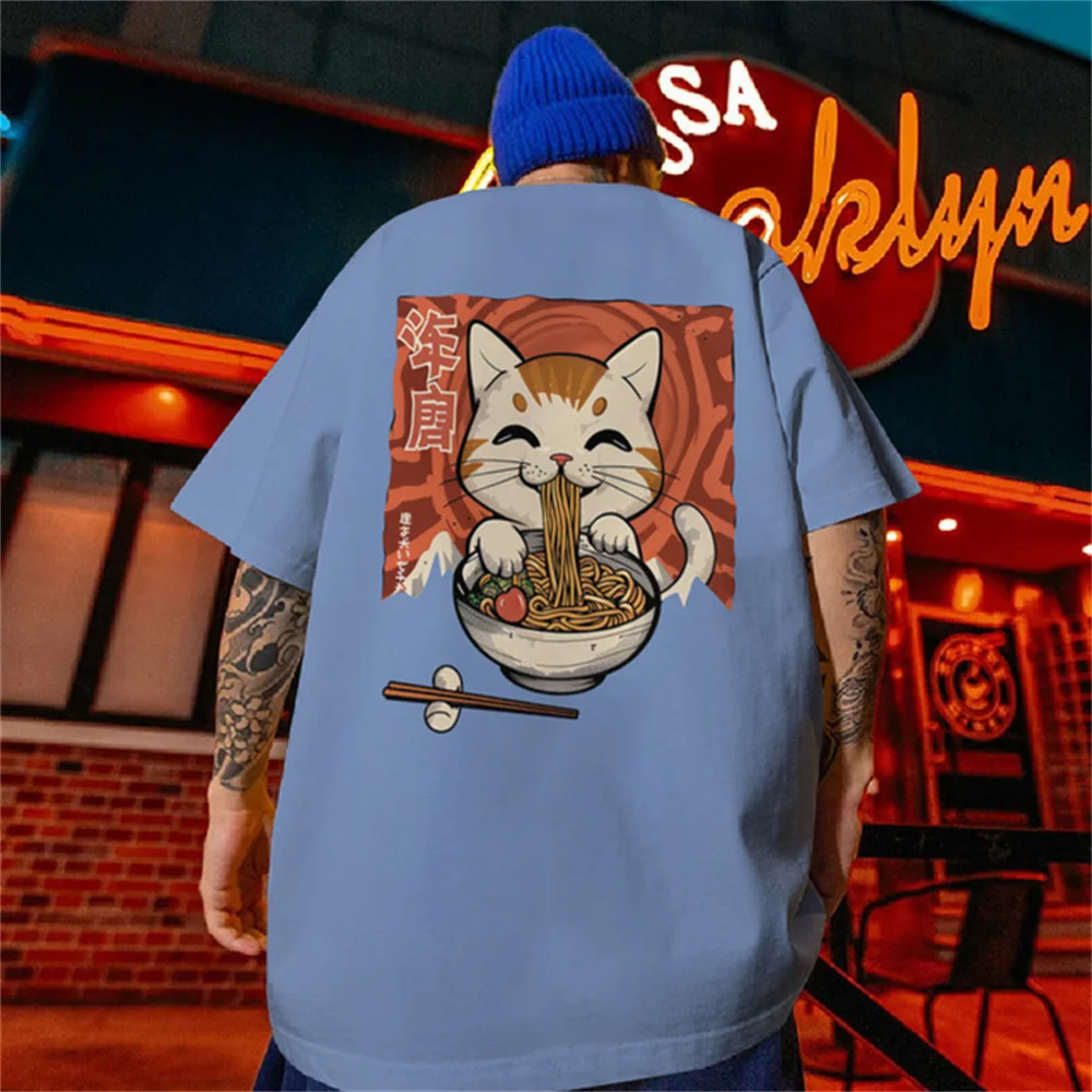 

2024 Cartoon Cat Oversize Animal 3d Print Men's T-Shirt Street T Shirt For Men Funny Short Sleeved Street Hip Hop T Shirt Summer