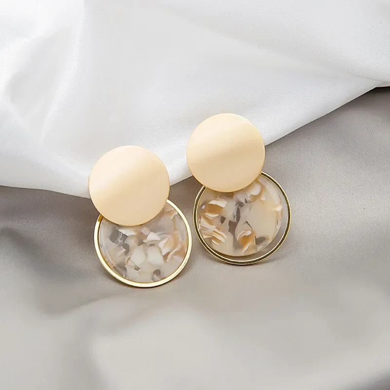 

Vintage Matte Marble Texture Circle Earrings New Geometric circle acrylic stud accessories wholesale 146