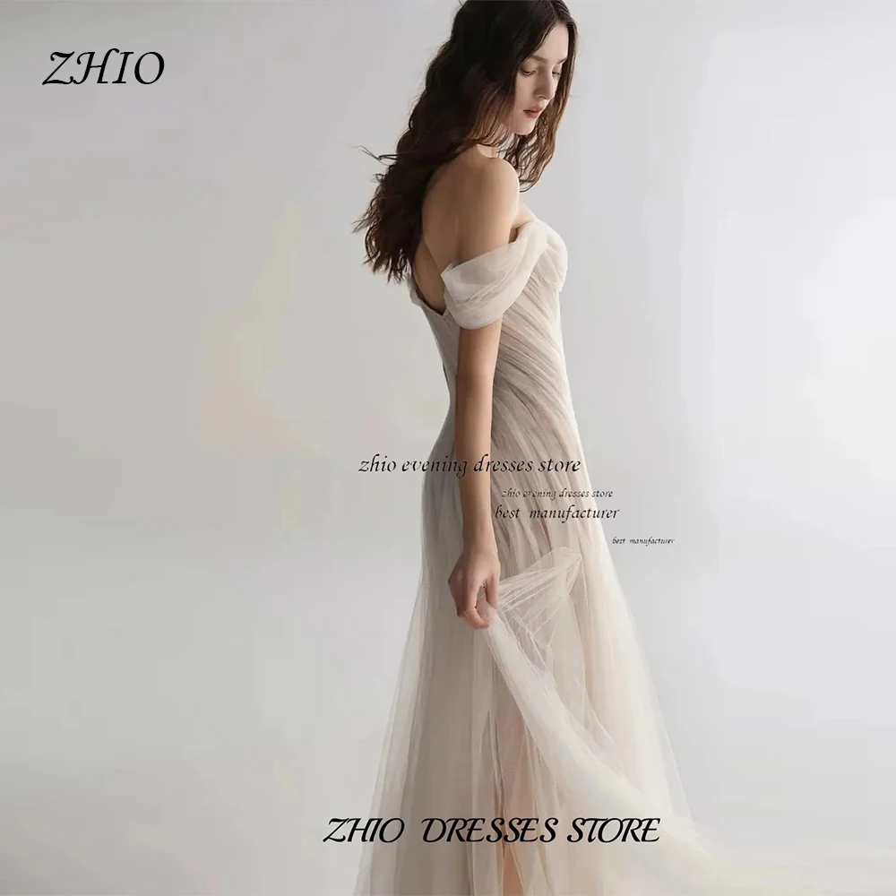 ZHIO Elegant Tulle Off Shoulder Bridal Dresses Sweetheart A-Line Pleated Floor Length Wedding Bridal Gowns Customized 웨딩드레스