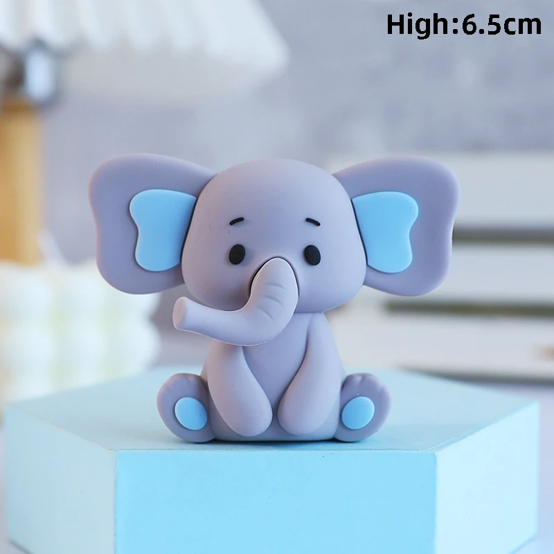 1pc Elephant Cake Topper Pink Soft Rubber Cartoon Elephant Cake Decor Baby Shower Birthday Party Gender Reveal Cake Supplies