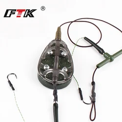 FTK 30g-100g High Carbon Steel Metal Feeder Hook Carp Fishing Bait Cage Line Group Artificial Lure Accessories