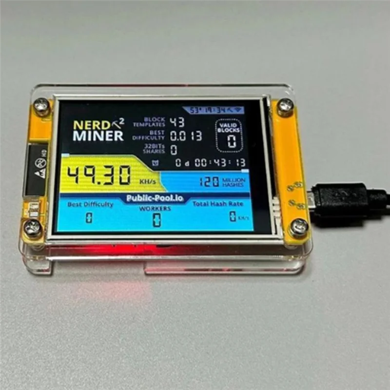 Nerdminer V2 2.8 بوصة عرض BTC Solo Lottery Nerd Miner Crypto Bitcoin Mining Machine