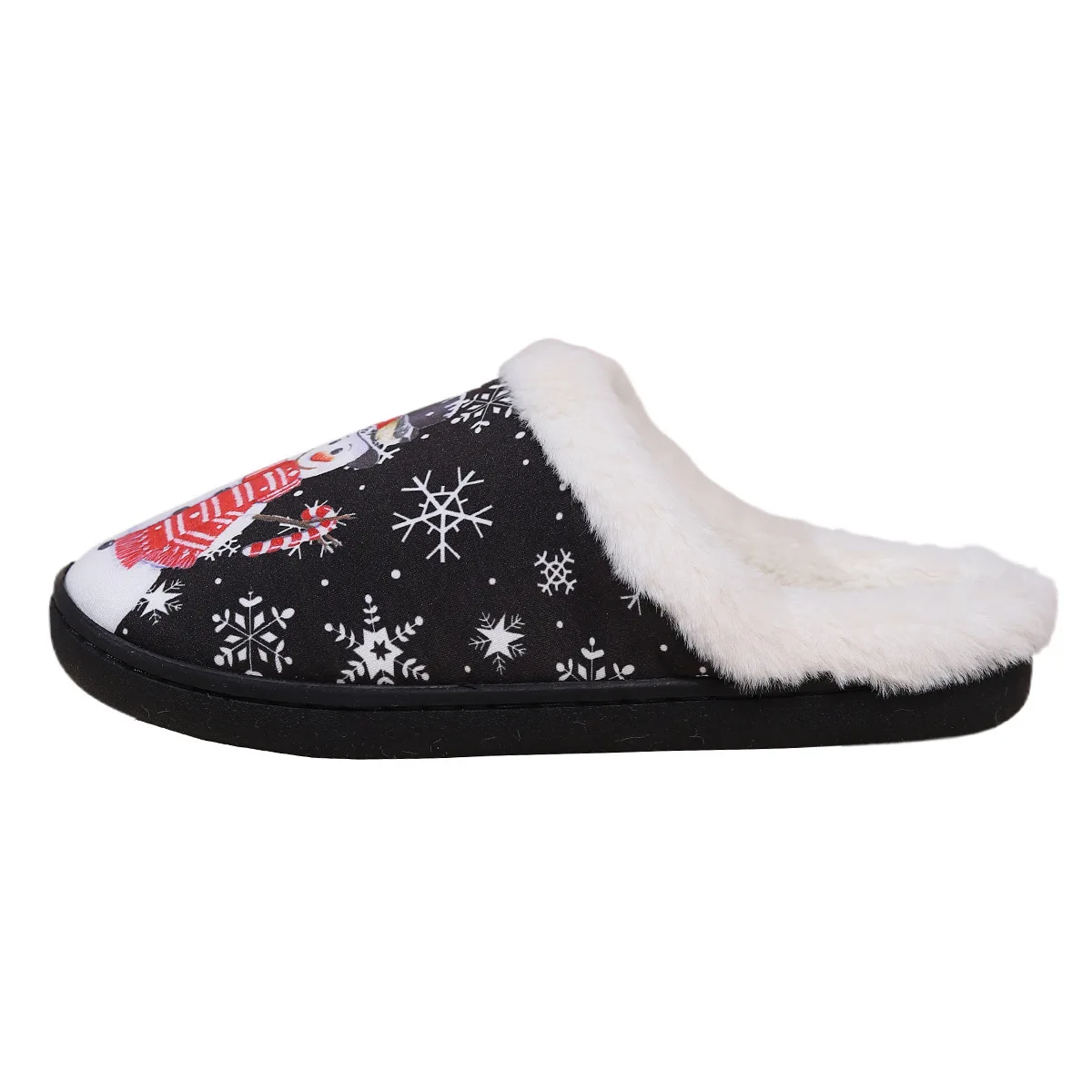 Christmas Party Fluffy Slippers For Women Men Winter Warm Shoes Soft Faux Fur Anti-slip Lovers Indoor Home Floor Cotton Slipper - Image 5
