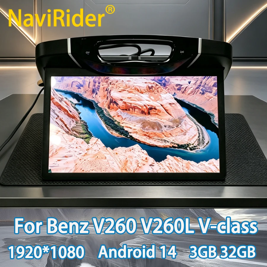 Yes 15.6inch Android 3+32GB Roof Screen For Benz V260 V260L V-class 1080P Ceiling Monitor Multimedia Video Player Stereo Speaker