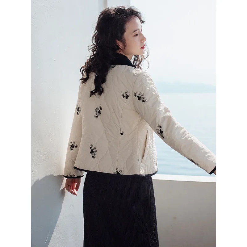 Women's Autumn Winter Top Coat Cotton Coat Embroidery Short Lightweight Comfortable Casual Design Fashion New Versatile Skinny