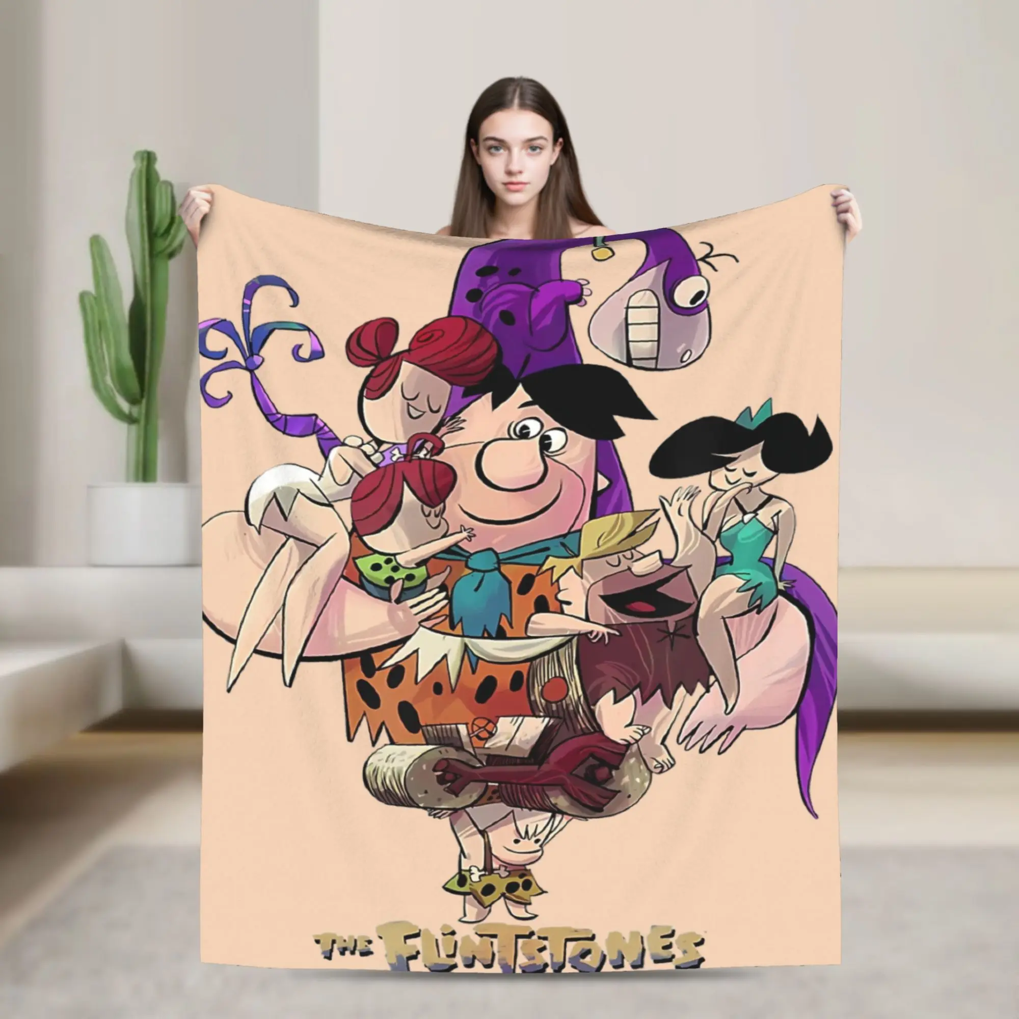 The Flintstone Vintage cartoon  Blankets Lightweight Thin Fleece Healing Present  Throw Blankets Bedding Throws