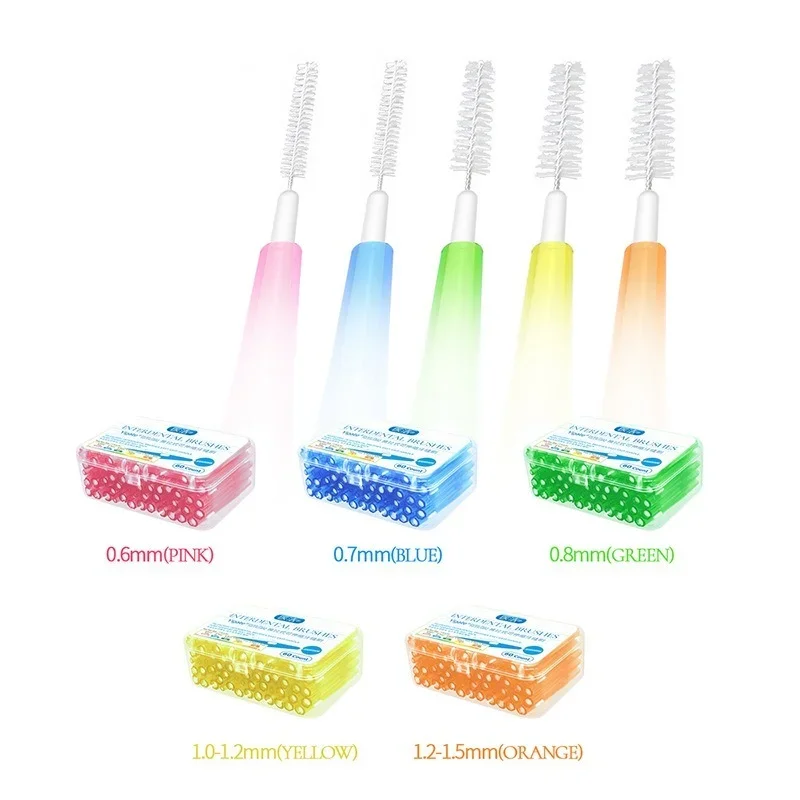 60Pcs I Shaped Interdental Brush Denta Floss Interdental Cleaners Dental Teeth Brush Toothpick Oral Care Tool Travel Toothbrush