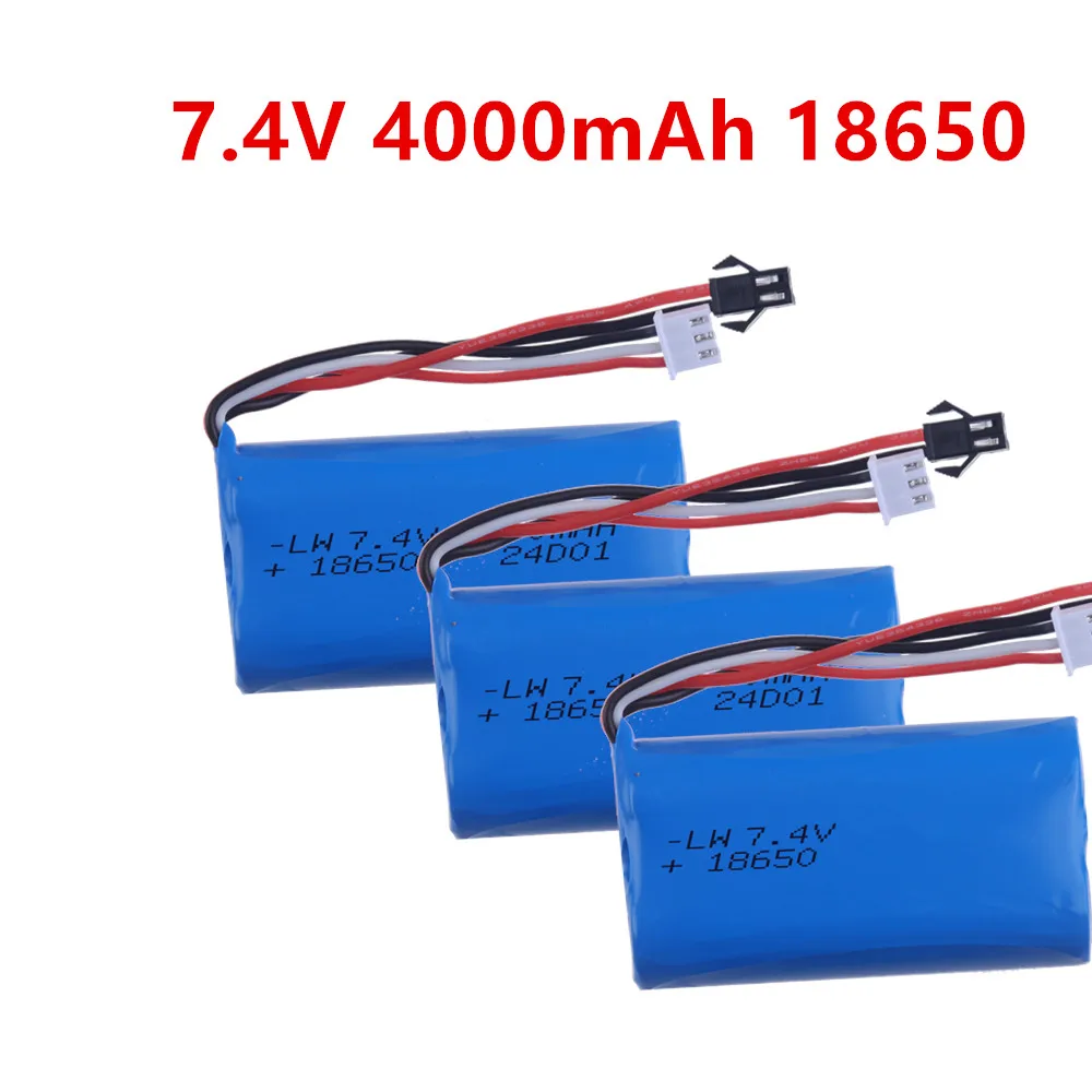 7,4V 4000mAh 18650 SM-2P Li-Ionen-Akku für WPL MN99S D90 U12A S033g Q1 H101 Teile 7,4V Akku RC Boote Autos Panzer Drohnen Ersatzteile