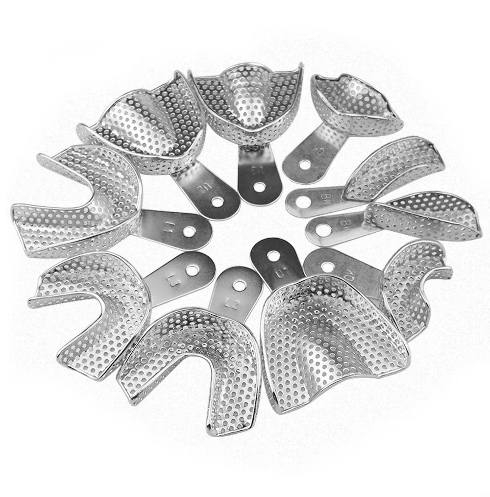 

2Pcs Dental Impression Teeth Tray Stainless Steel Autoclavable Dentist Tools Lab Instrument