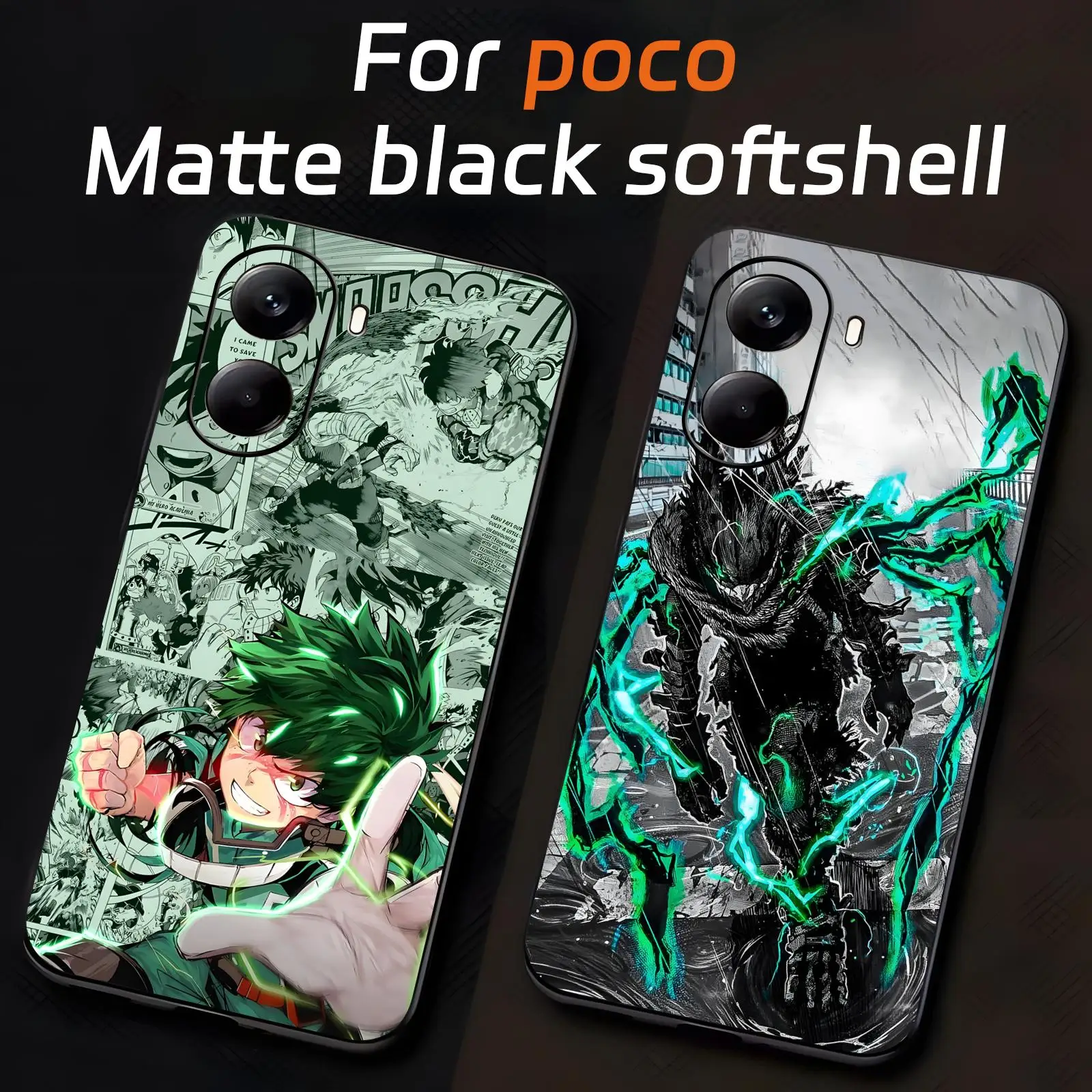 Funda de teléfono Deku My Hero Academia para Xiaomi POCO M7 M6 M5 X7 X6 X5 F7 F6 F5 Pro 5G, funda negra suave a prueba de golpes