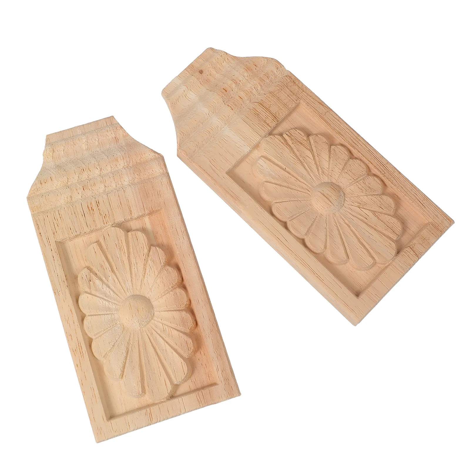 2Pcs Carved Wood Corbels Classic European Style Solid Wood Furniture Applique Decorative Trim Cabinet Doors Wardrobes Rustic