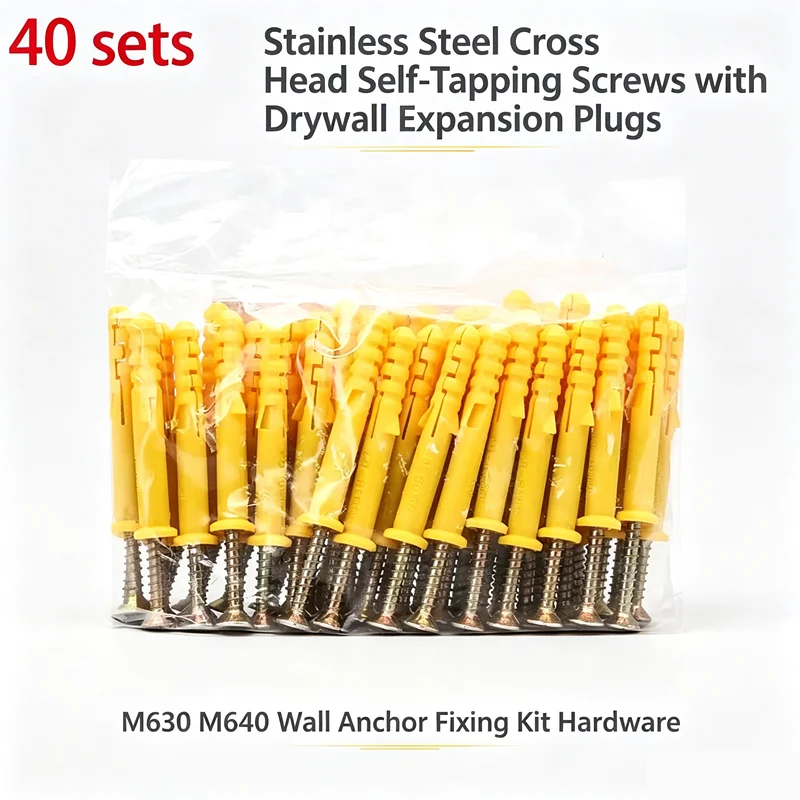 Stainless Steel Cross Head Self-Tapping Screws with Drywall Expansion Plugs M630 M640 Wall Anchor Fixing Kit Hardware