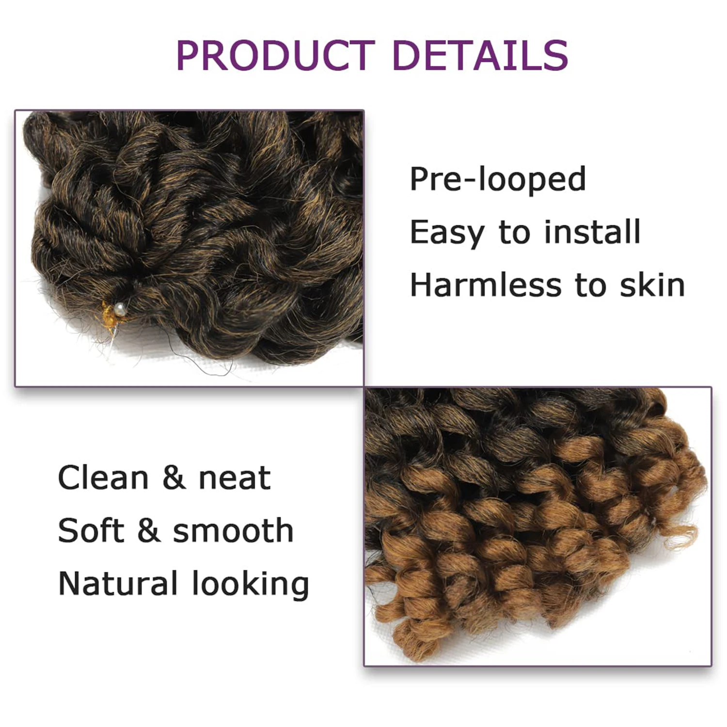 クロシェブレイズヘア 8/10/12インチ ジャマイカンバウンス ワンドカール クロシェヘア カールバウンス クロシェブレイズヘア 合成繊維