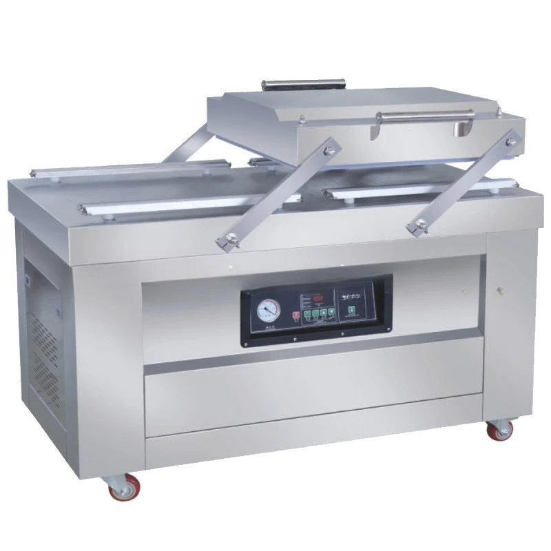 

Flat double chamber vacuum packaging machine