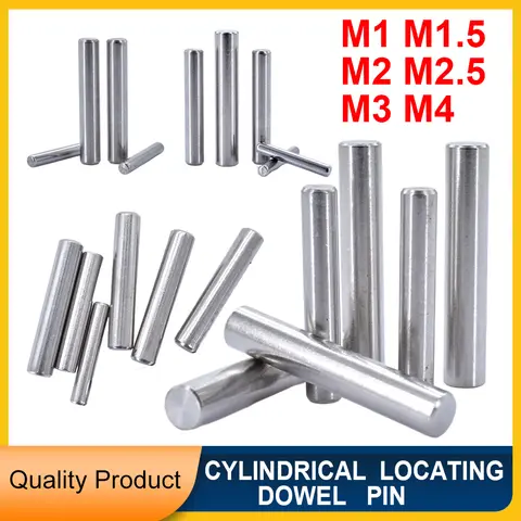 M1 M1.5 M2 M2.5 M3 M4 Cylindrical Locating Dowel Pin 304 Stainless Steel Metal Dowel Pins Fixing Shaft Lock Round Bar Solid Rod