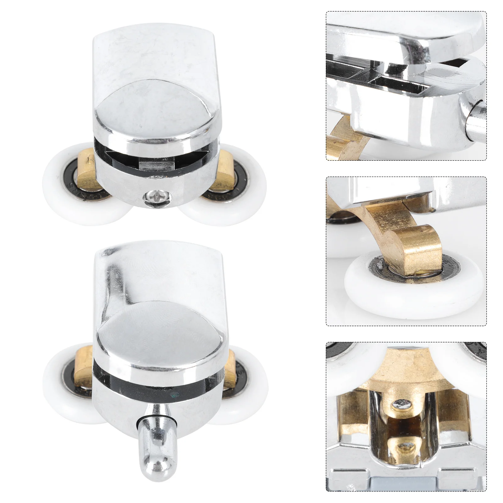 مجموعتان من بكرات الباب الزجاجية المنزلقة العجلات العلوية والسفلية من الفولاذ المقاوم للصدأ والنحاس المقاوم للصدأ ملحقات مسار الباب عملية سلسة