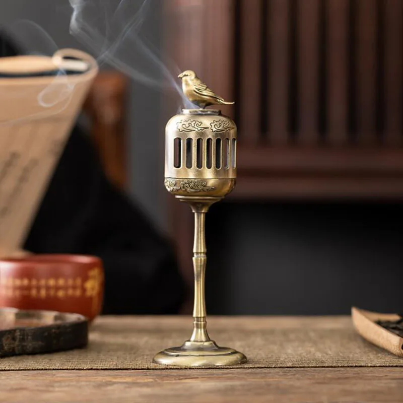 Matel Magpie Hollow Lamp Sandalwood Fragrance Censer Smoking Backflow Incense Holder Tea House Ornaments Study Room Home Decor