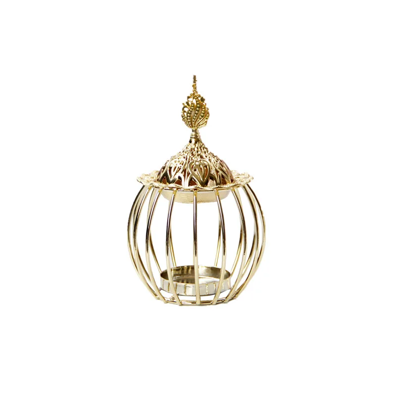 Simple Metal Incense Burner, Bird Cage, Golden Essential Oil Lamp, Candle Light Furnace, Middle East, Arab