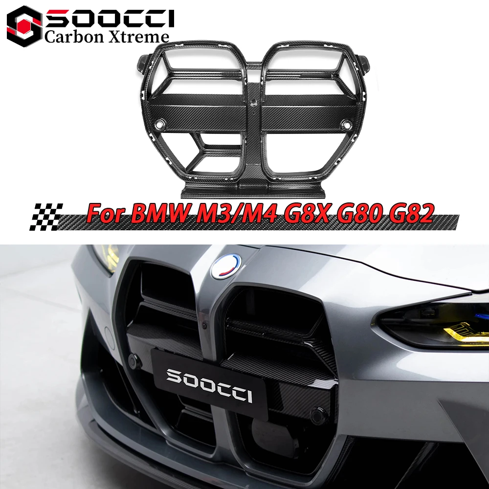 

M3 M4 Dry Carbon Fiber CSL Style Grill for BMW M3 G80 G81 M4 G82 G83 Body Kits Front Bumper Diffuser Intake Double Kidney Grille