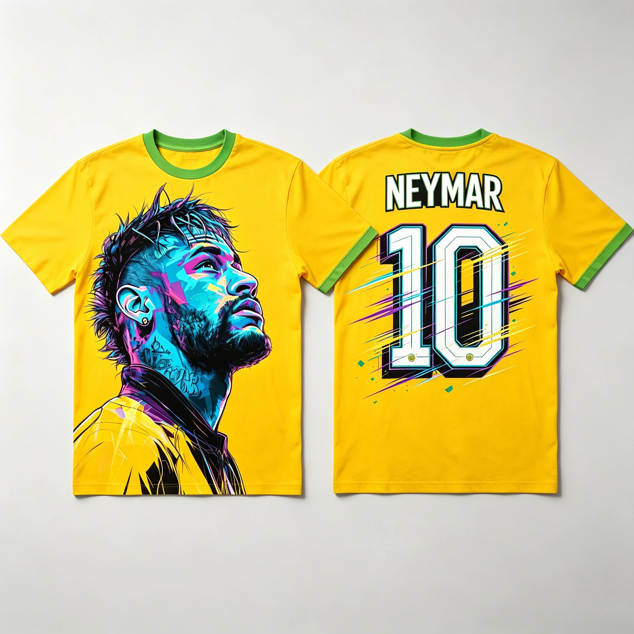 3D Printing Brazilian Football Training T-Shirt - Breathable And Wicking Sweat Absorbent - Neymar - Family Camisetas De Fútbol