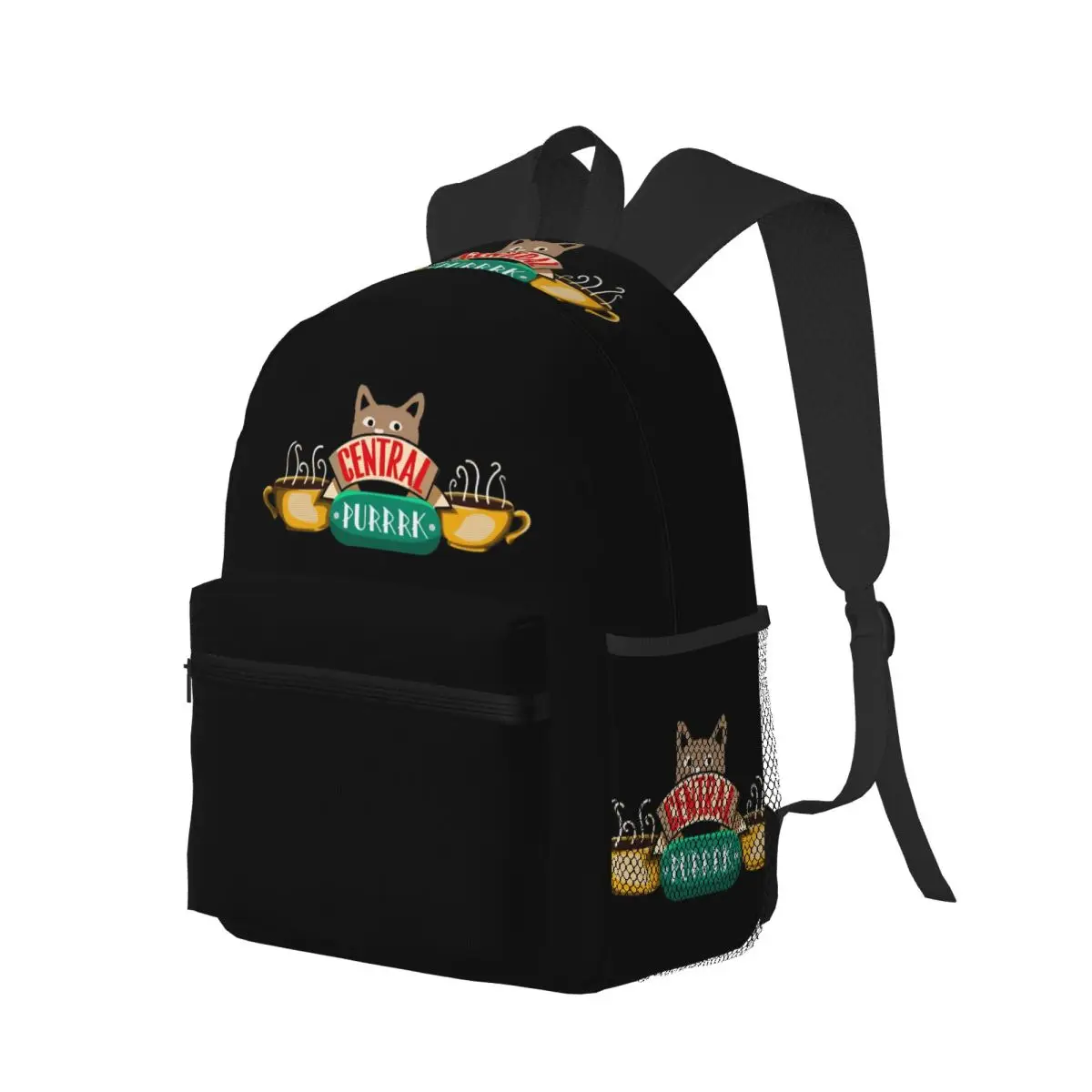 Central Purrrk Student Backpack School Bag Hiking Travel Daypack for Men Women Bookbag Shoulder Bags