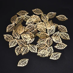 50Pcs Blätter Filigrane Metall Handwerk Schmuck DIY Hochzeit Zubehör Anhänger Chinesischen Kostüm Braut Krone Metall Blätter