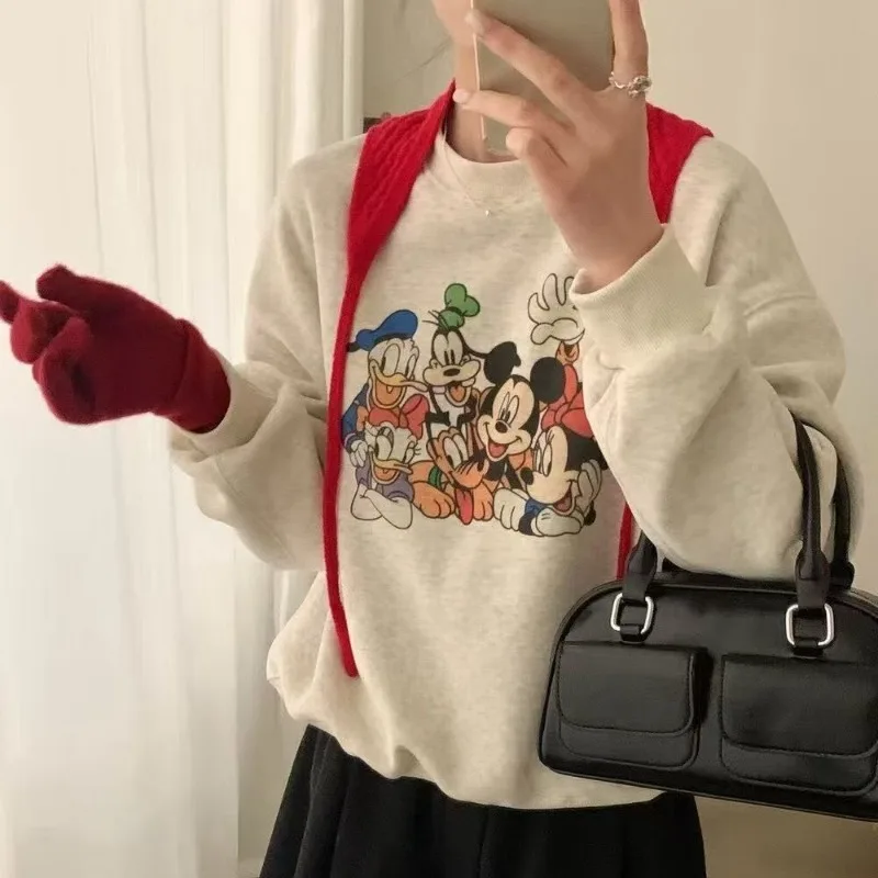 

Women's sweater Disney Family Best Seller Fleece Lined Sweatshirt Women Crew Neck Loose Long Sleeve Pullover Autumn Winter кофта