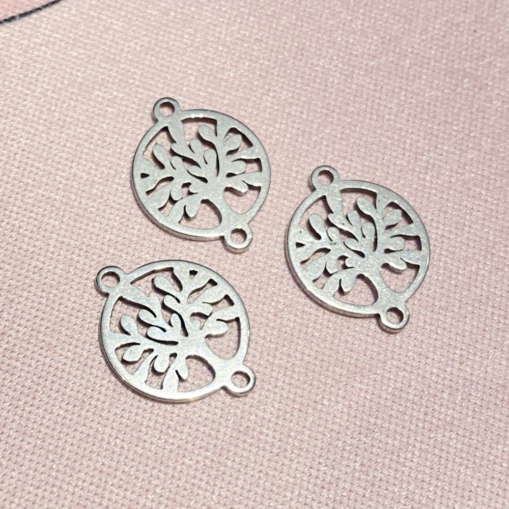 20Pcs Tiny Round Tree Shape Connector For Gift Handmade Diy Jewelry Making Stainless Steel Polished Charm Tree Pendant Wholesale