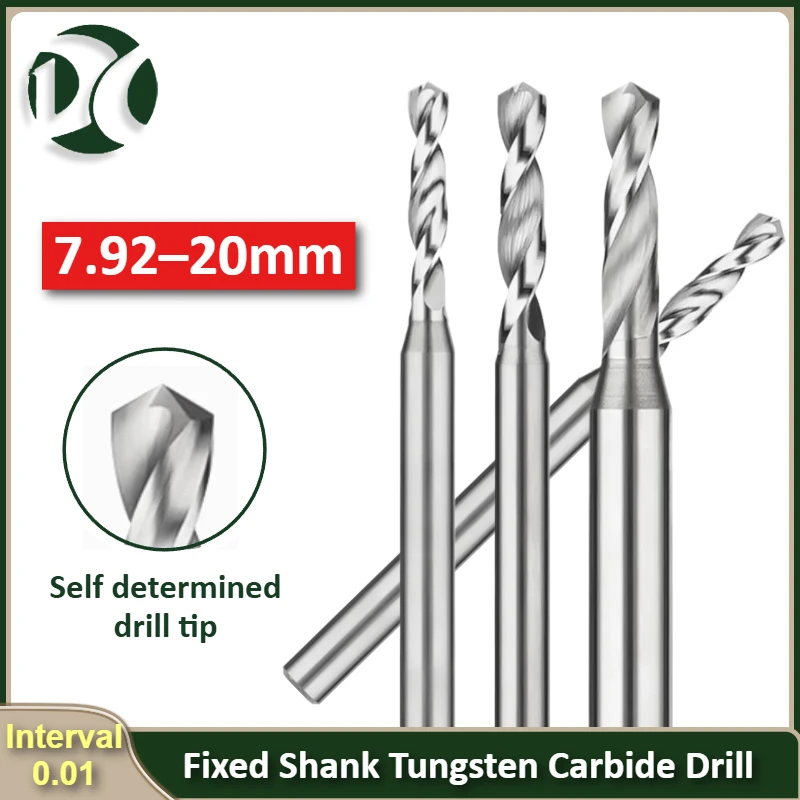 

7.92–20mm Solid Carbide Drill, Uncoated PRO, 3xD Cutting Length, External Coolant, for Aluminum & CNC Machining