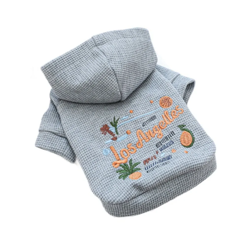 Cute Sunny California Style Dog Hoodie Polyester Grey Pet Clothing Soft Comfortable Dog Coat Small Medium Sized Dogs