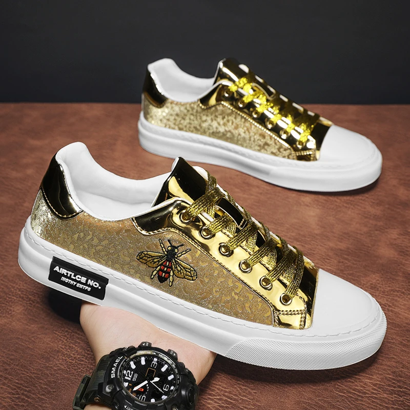 2025 Flats Shoes for Men Casual Shoes Street Tinsel Skulls Men Shoes Fashion Trend Men Sneakers Office Male Bee Sport Shoes Boar