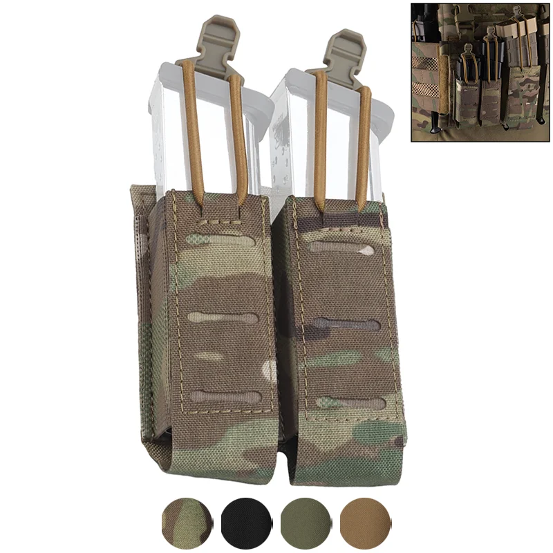 

Double 9mm Pistol Mag Pouch 2.0 Holder Pouch MOLLE Panel Portable Airsoft Range Shooting Essentials