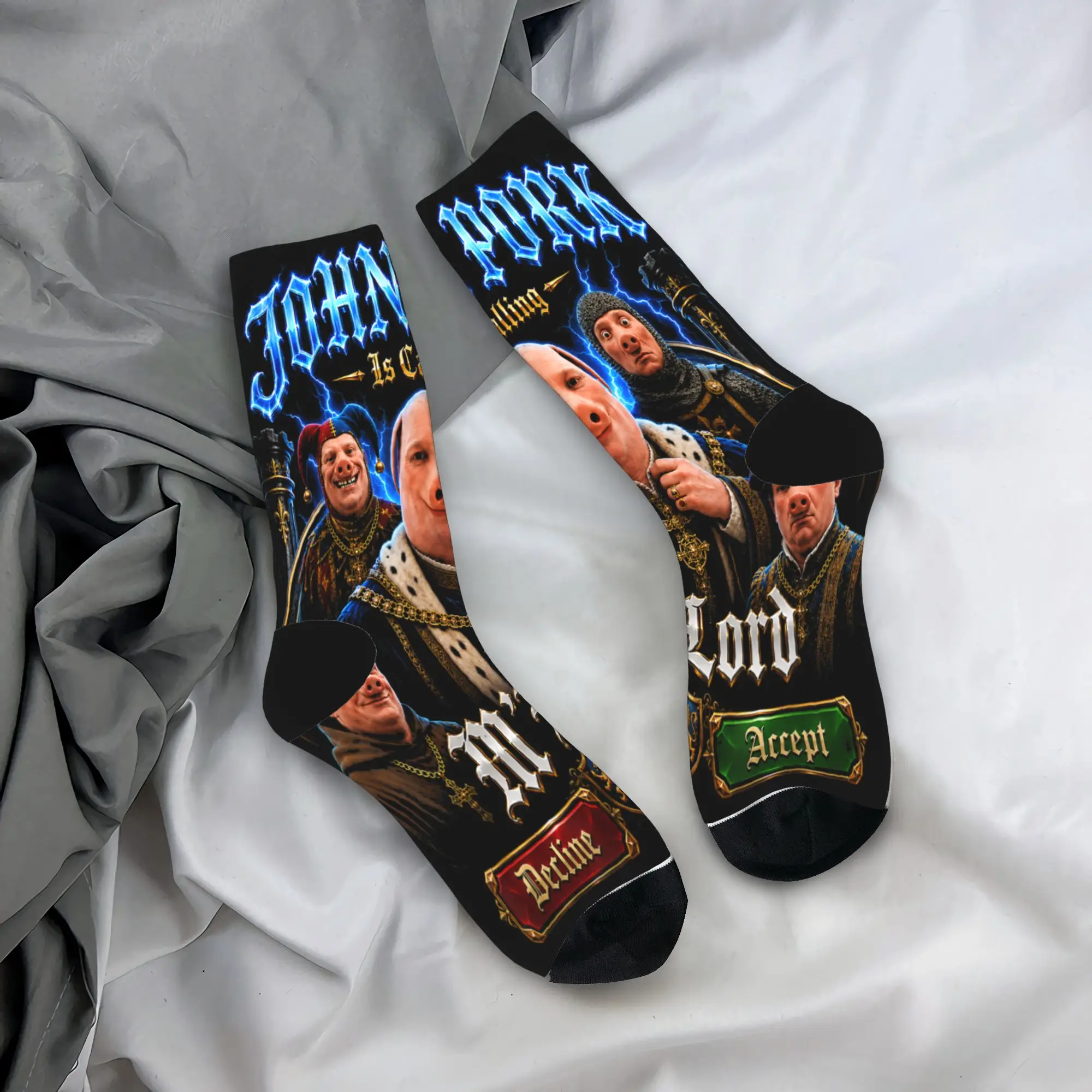 Women Men Socks John Pork is Calling Medieval Bootleg Meme Brainrot  Stockings Non-Slip Warm  Socks Winter Outdoor Sports Socks