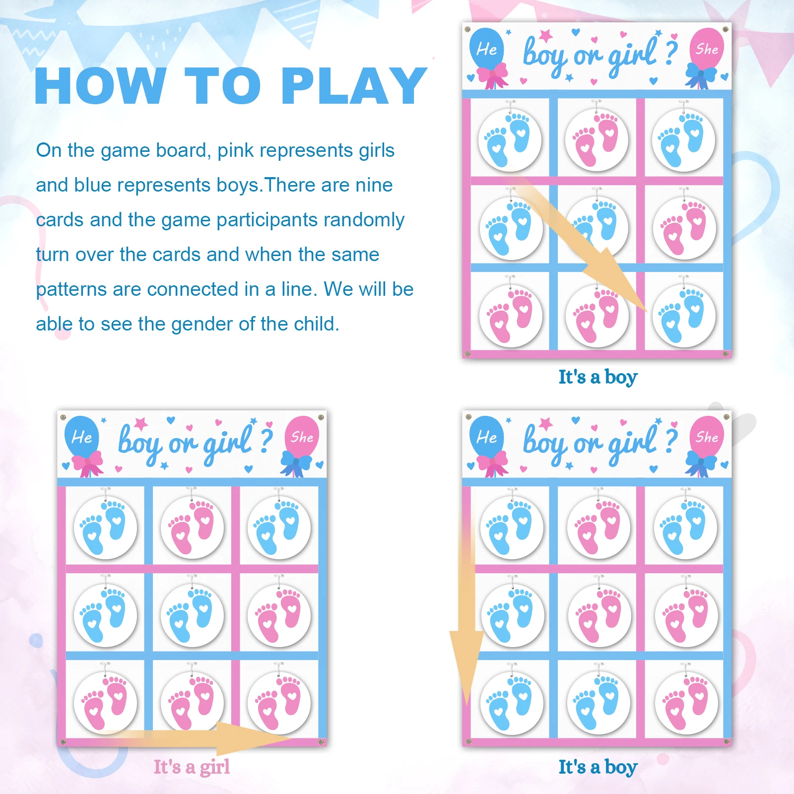 Gender Reveal Games Tic Tac Toe Board Game with 10 Boy or Girl Signs Gender Reveal Ideas Boy or Gir Sign Gender Reveal Party