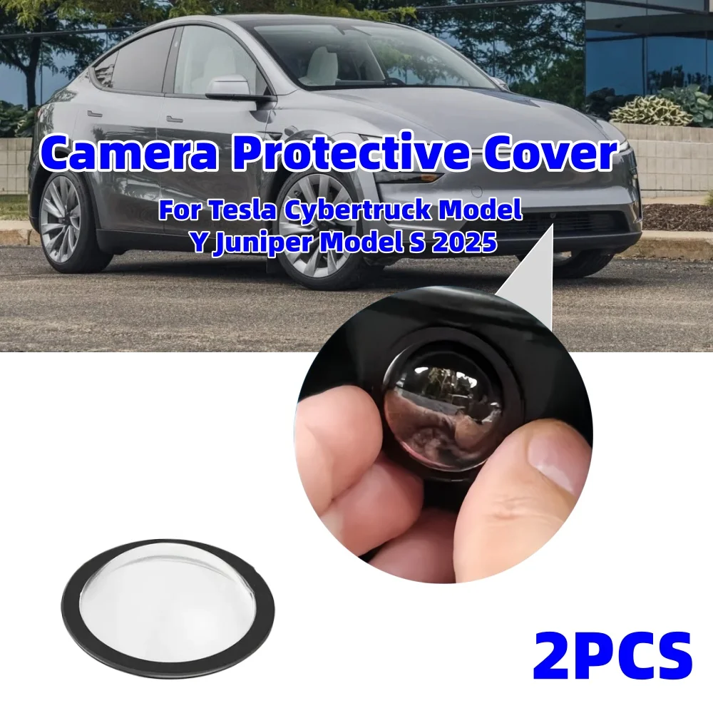 

2PCS Car Camera Protective Cover Front Bumper Camera Anti-Scratch Shield For Tesla Cybertruck Model Y Juniper Model S 2025