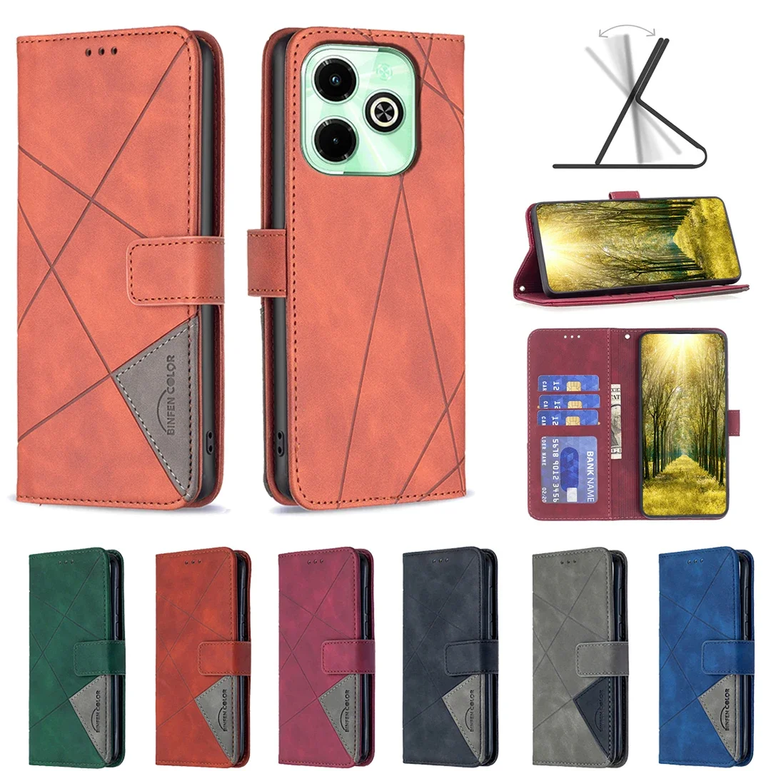 24*Prismatic Anti-fall Leather Wallet Flip Phone Case For Infinix Note40 4G/5G GT 20 Pro Plus smart8 HOT40i/40/30 2024 X6528B