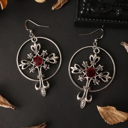 Cross Crystal Big Hoop Earrings, Gothic Cross Hoop Earrings, Unique, Gothic, Vikings, Witchy, Tarot, Viking, Boho, Witchy