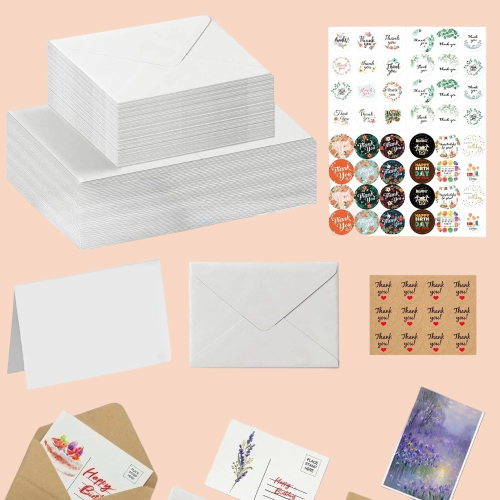 

Набор из 50 пустых акварельных открыток с конвертами, 4x6 дюймов, для рисования, поздравительных открыток, художественных проектов своими руками, с наклейками для конвертов