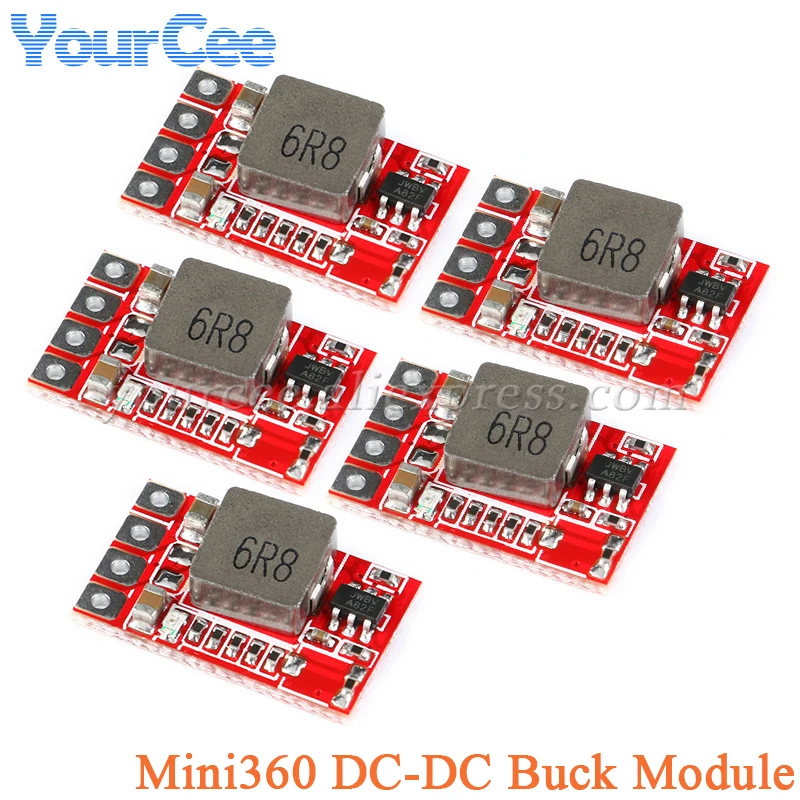 5pcs/1pc Mini360 DC-DC Converter Step Down Buck Module 1.3A Adjustable Step-Down Conversion 12V 24V to 5V 3.3V 9V
